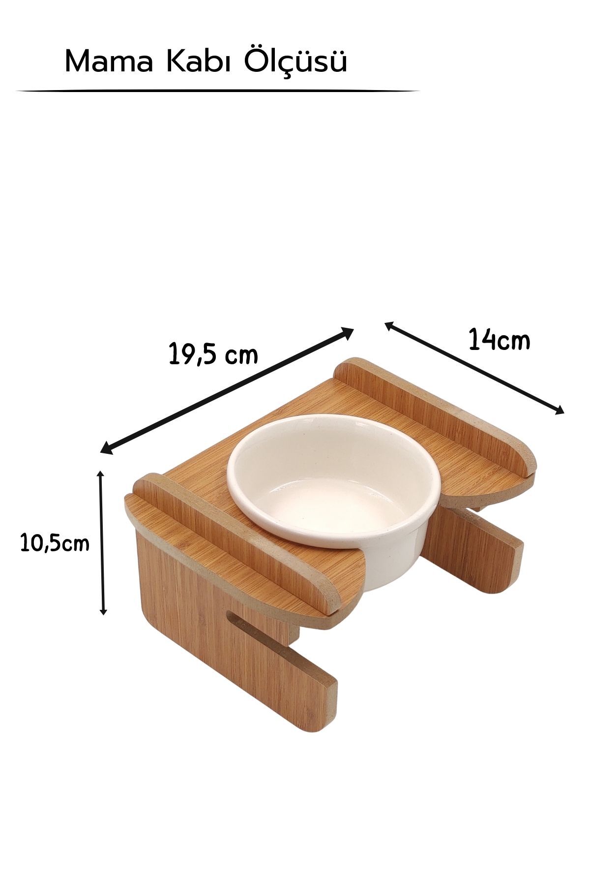 hural ahşap dekorasyon Yüksekliği Ayarlanabilir Seramik Kaseli Tekli Mama, Su Kabı - Görsel 3