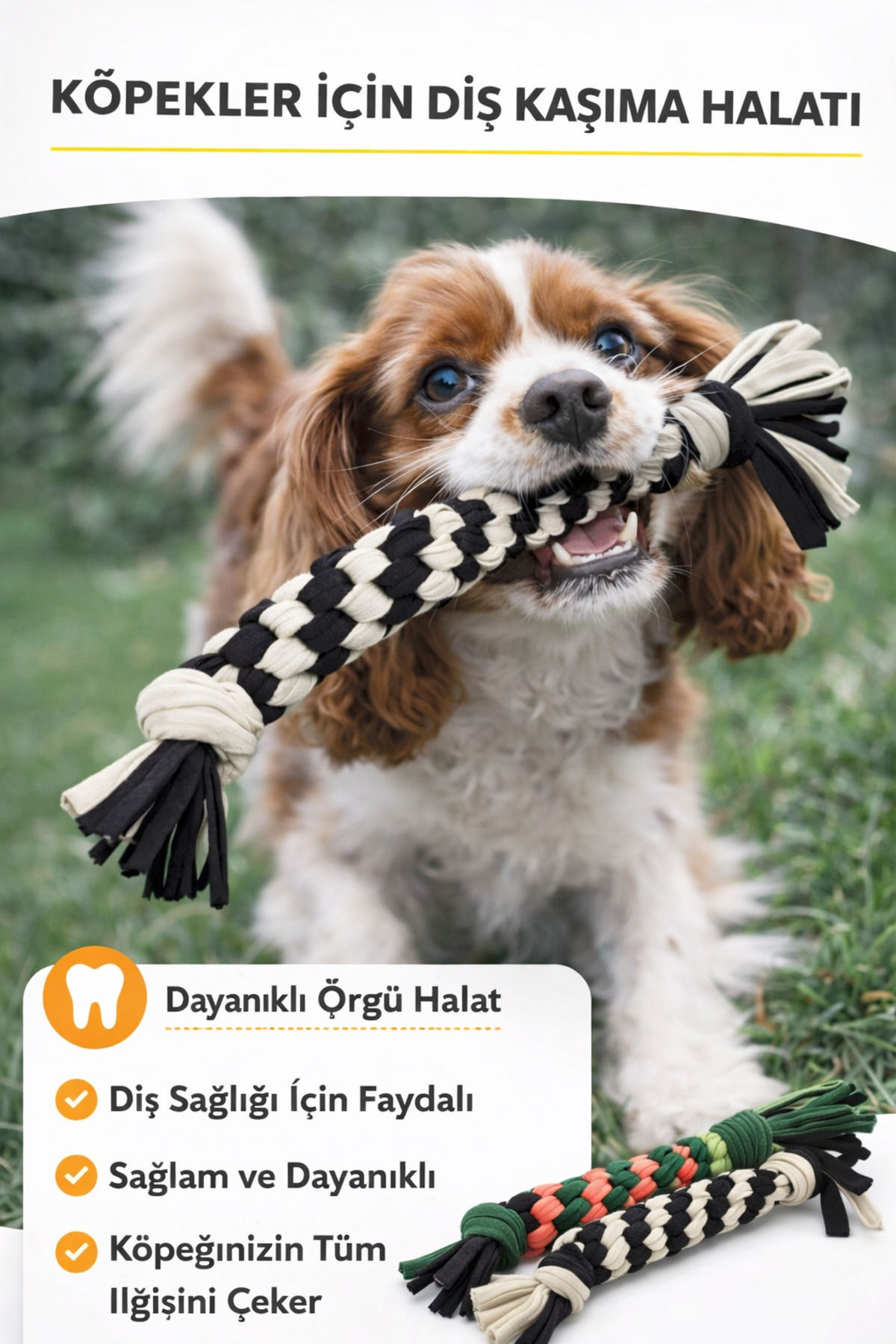 Tüylü Tezgah Köpek Oyun Halatı Köpek Diş Kaşıma Ipi Köpek Oyuncağı Köpek Eğitim Ipi - Görsel 2