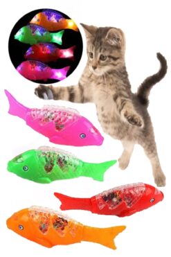 RoseRoi Kedi Oyuncağı Sesli Işıklı Yürüyen Hareketli Oyuncak Balık
