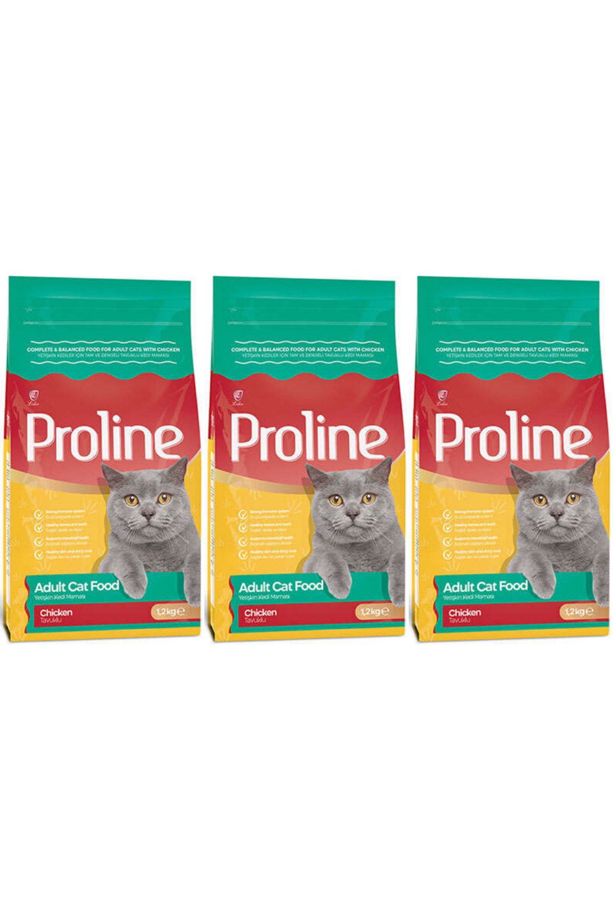 Pro Line Tavuklu Yetişkin Kedi Maması 1,2kg - 3 Adet