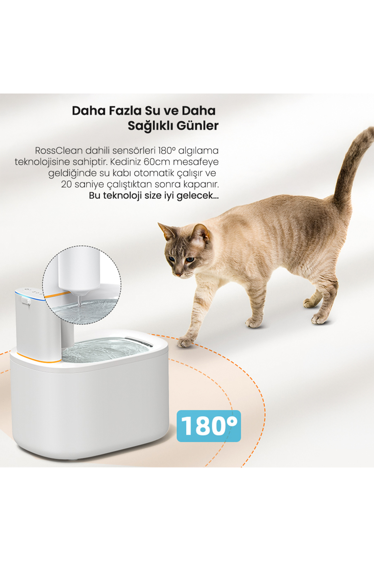 Genel Markalar Kablosuz -Sensörlü-4L Ultra Sessiz-60gün Kullanım-App Uygulamalı Kedi Köpek Akıllı Su Kabı - Görsel 3