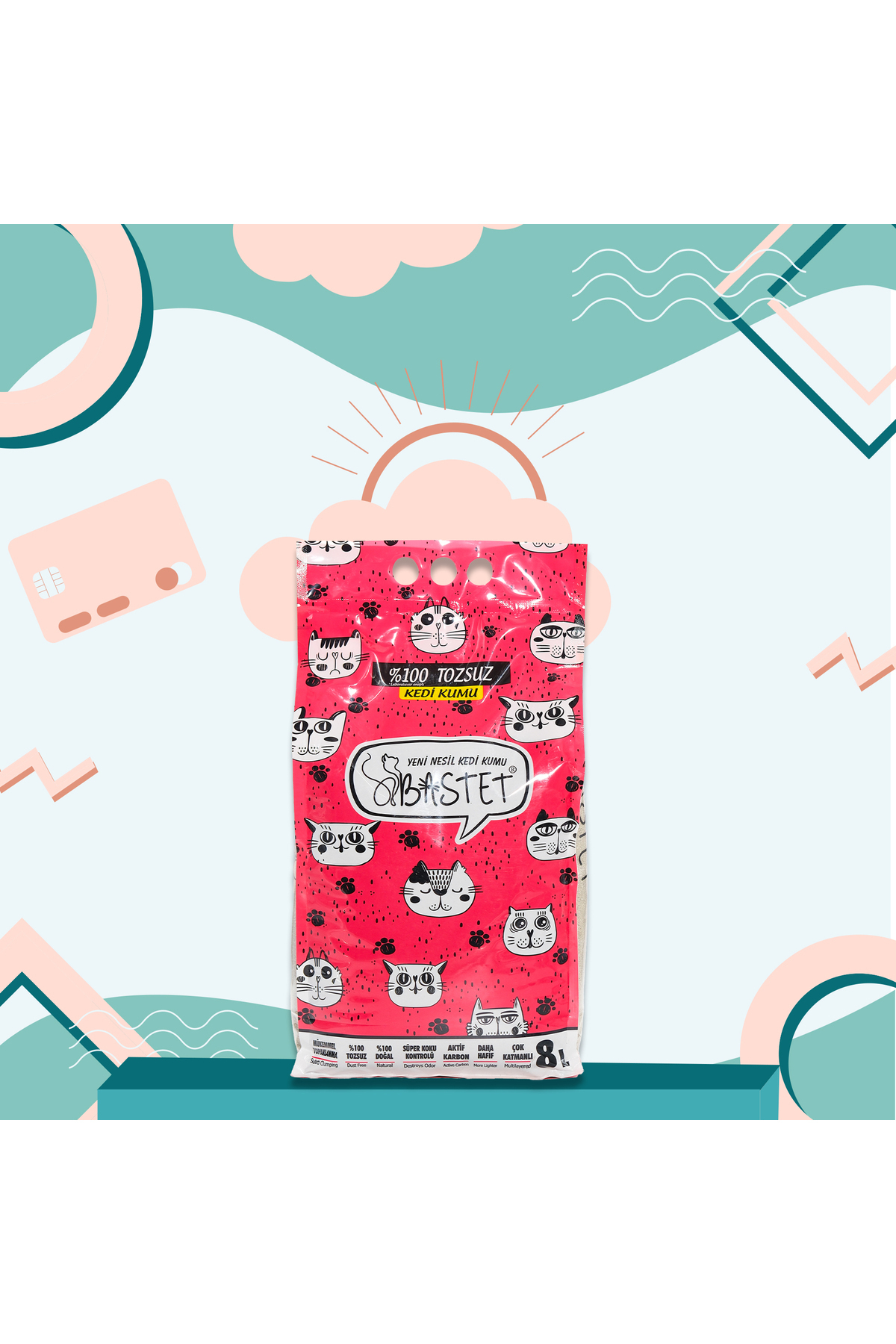 Bastet Tozsuz Kedi Kumu 3 Adet Kutu (TAMAMEN DOĞAL , AKTİF KARBONLU, POŞETTE) - Görsel 2