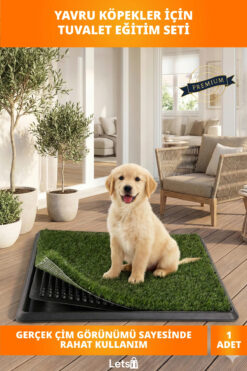 Letsii Gerçek Çim Görünümlü 3 Tabakalı Yavru Köpek Tuvalet Eğitim Seti Su Geçirmez
