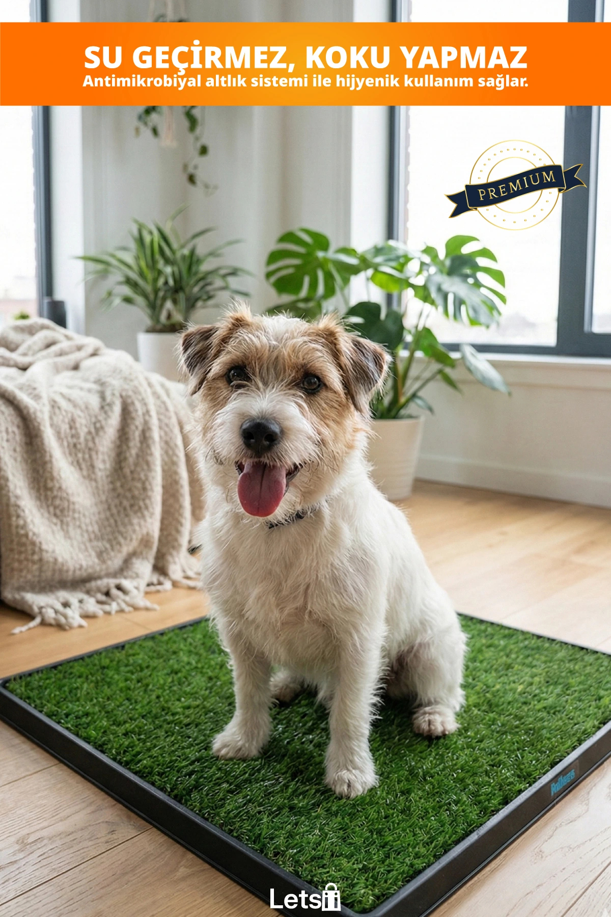 Letsii Gerçek Çim Görünümlü 3 Tabakalı Yavru Köpek Tuvalet Eğitim Seti Su Geçirmez - Görsel 3