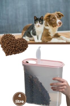 12den Kedi Köpek Mama Saklama Kabı, Evcil Hayvan Kuru Mama Erzak Kutusu Şeffaf 4000ml