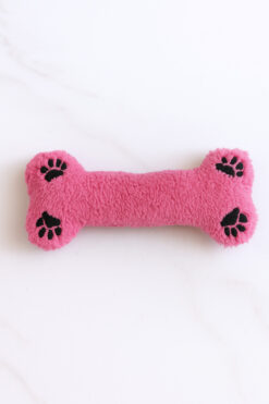 monox Wellsoft (Peluş) Kemik Şekilli Pati Nakışlı Köpek Oyuncağı Standart Pembe