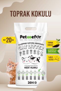 Petefor 20 KG Toprak Kokulu Yeni Nesil Organik Kahverengi Kedi Kumu
