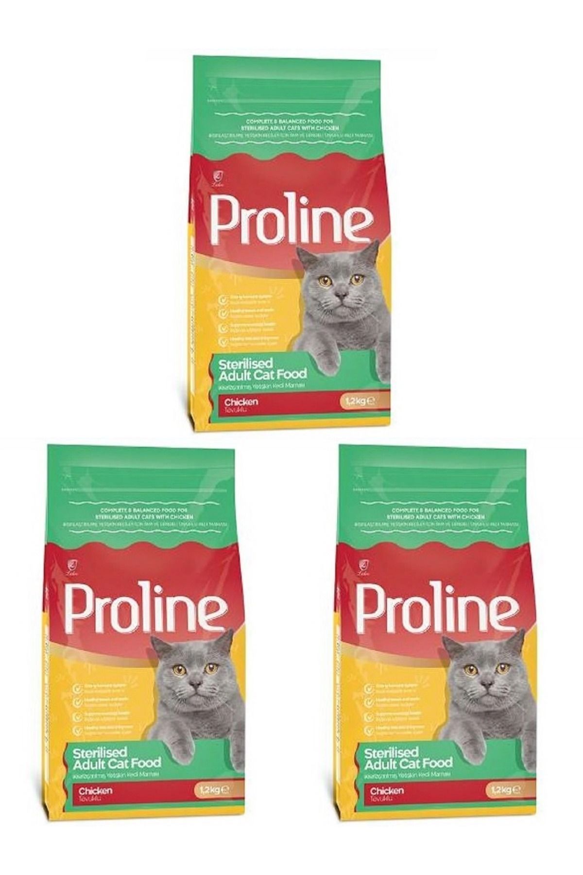 Pro Line Kısırlaştırılmış Kedi Maması 1200 gr X 3 Adet