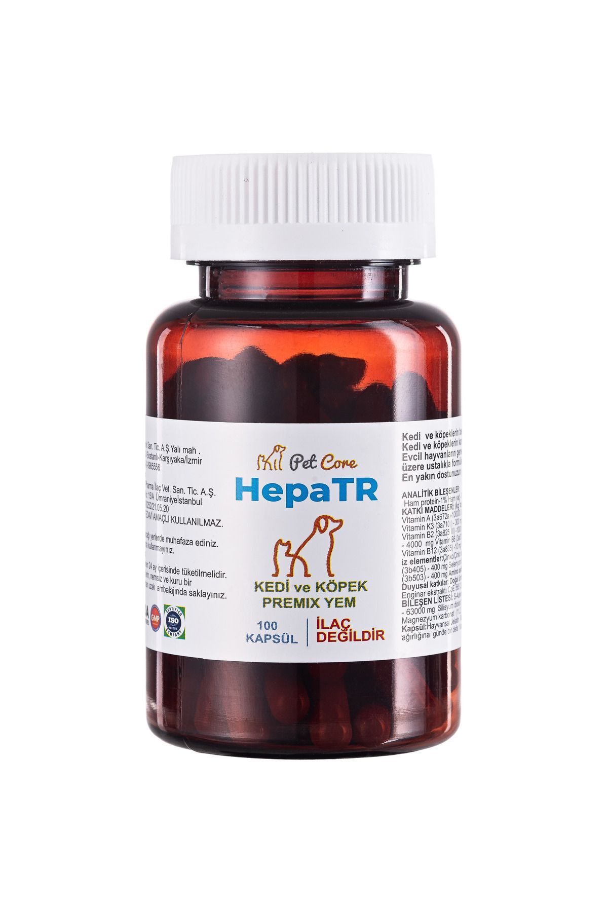 PetCore Hepatr - 100 Kapsül - Kedi Ve Köpekler Için Karaciğer Fonksiyonlarını Destekleyici Premiks Yem