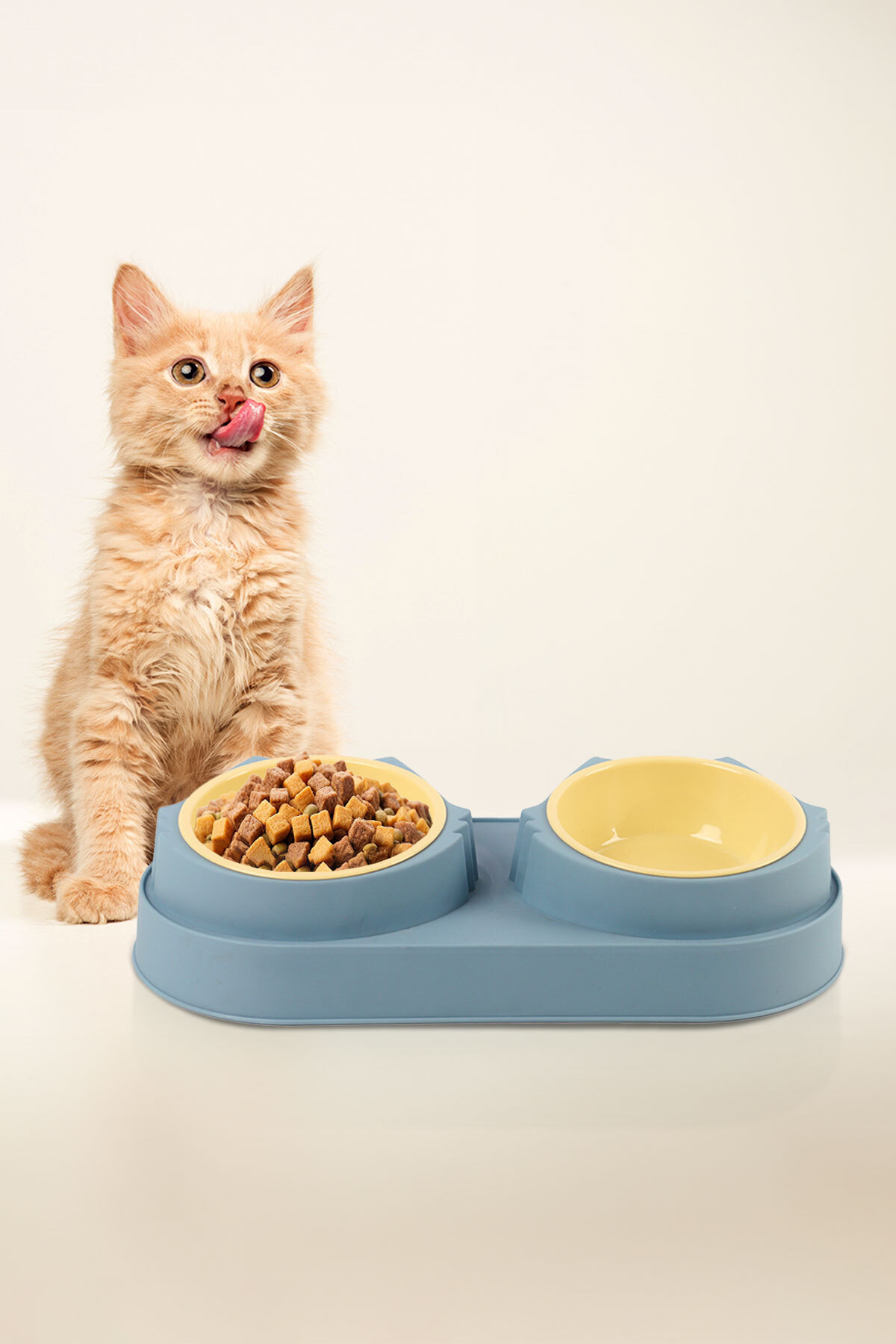 GOBYPET Çiftli Kedi Köpek Mama Ve Su Kabı, 2'li Kedi Köpek Mama Kabı, Yükseltilmiş Eğimli Mama Kabı Su Kabı