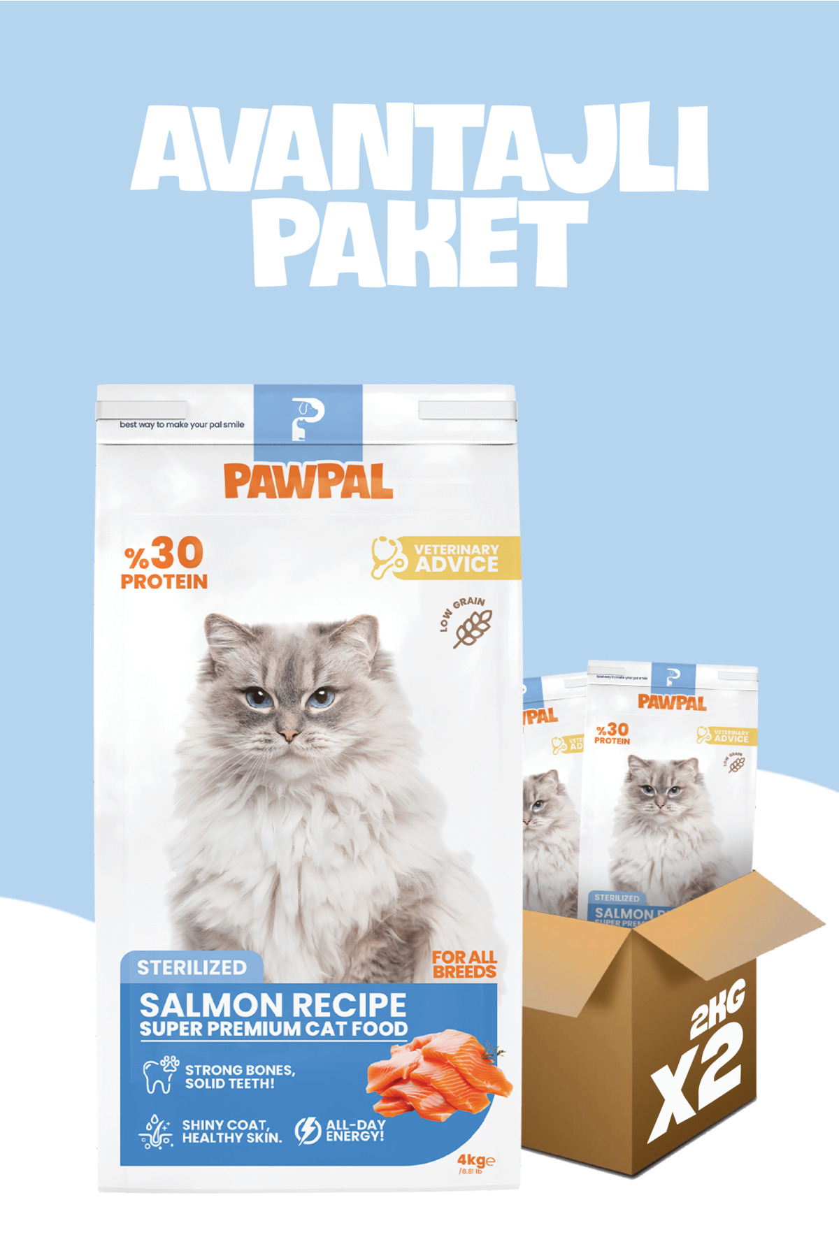 PawPal Somonlu Süper Premium Kısır Kedi Maması 4KG | Hipoalerjenik – Düşük Tahıllı – Yüksek Proteinli - Görsel 2