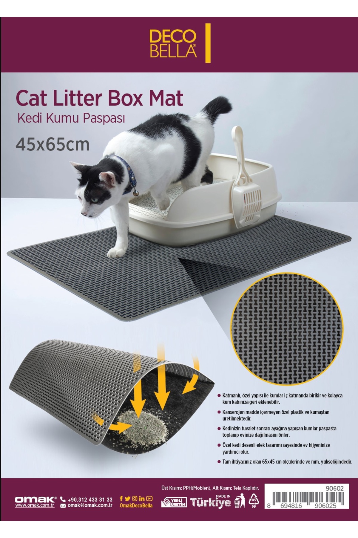 Genel Markalar 65*45 Kedi Kumu Paspası Elekli Kedi Tuvalet Paspası Özel Tasarım - Görsel 3