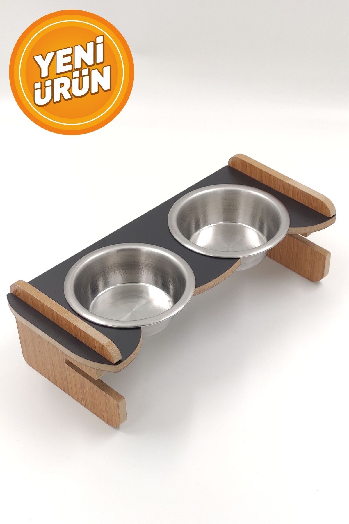 hural ahşap dekorasyon Yüksekliği Ayarlanabilir Ahşap Standlı Mama ve Su Kabı