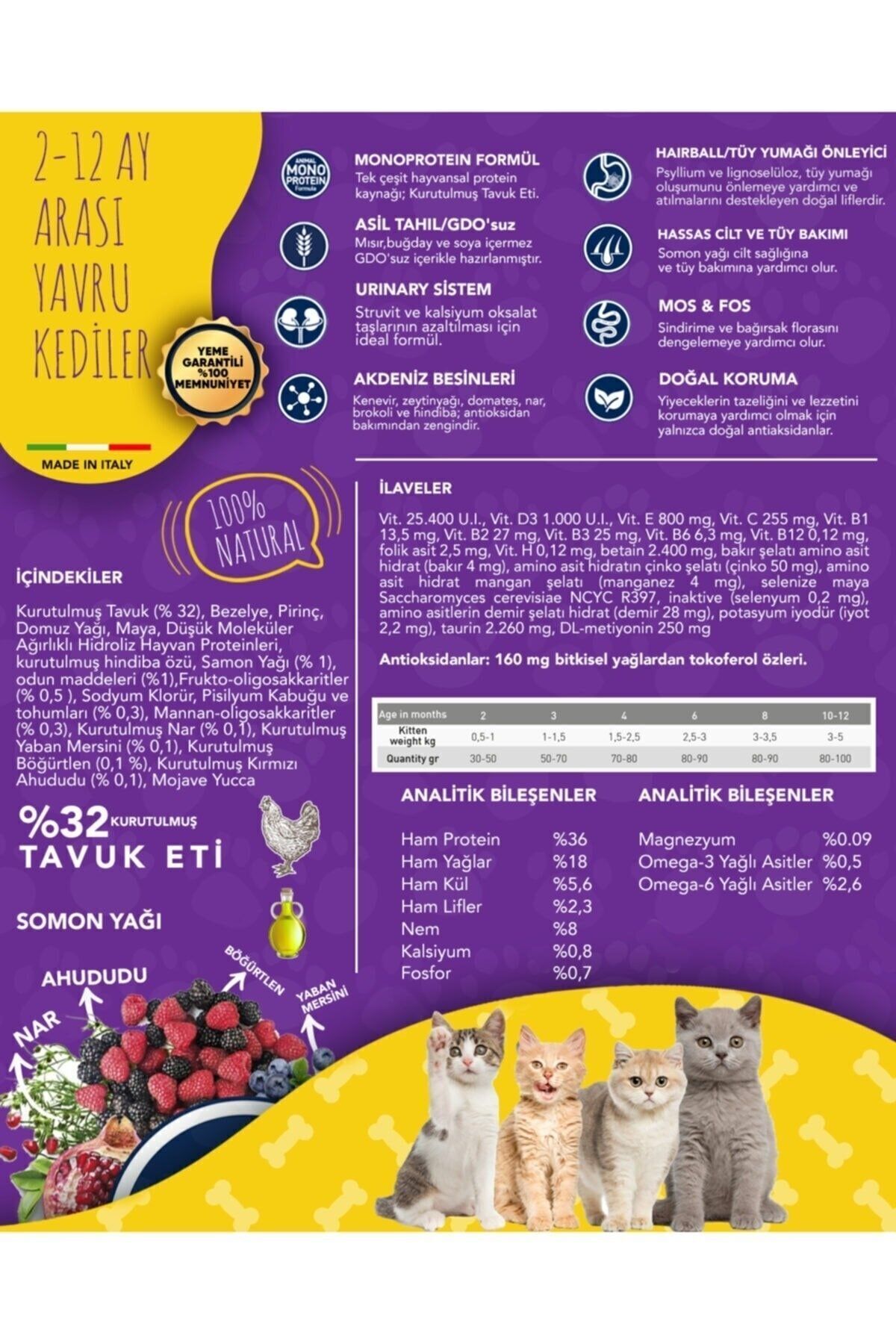 Exclusion Düşük Tahıllı Monoprotein Kitten Tavuklu Yavru Kedi Maması 1.5 Kg - Görsel 2