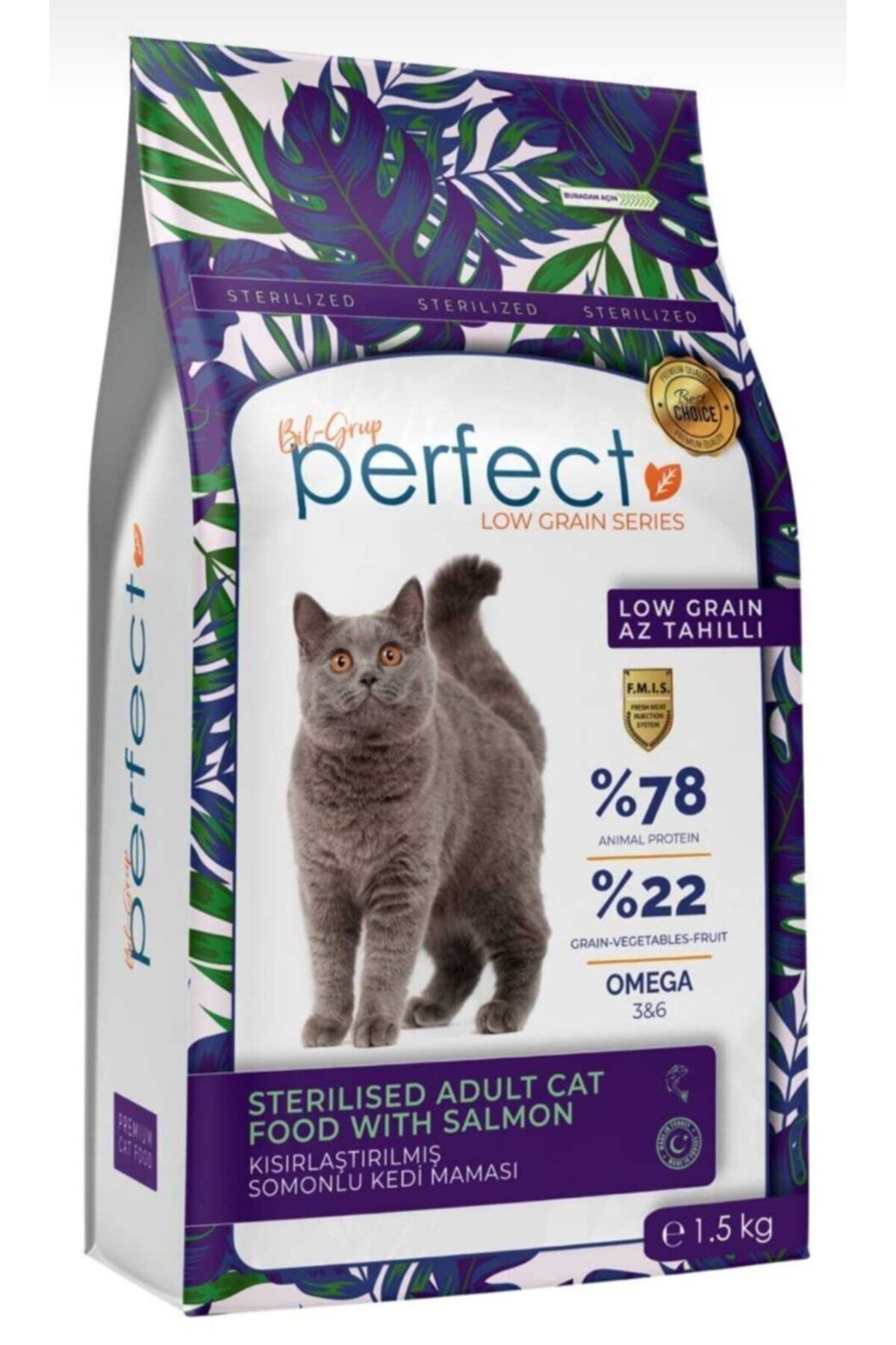 Genel Markalar Az Tahıllı Kısırlaştırılmış Somonlu Kedi Maması 1.5 Kg