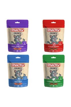 Snacky Crunch Yaşlanma Karşıtı Eklem Sağlığı Deri Tüy Sağlığı Tüy Yumağı Kontrolü Kedi Ödül Mama 4 x 60 gr
