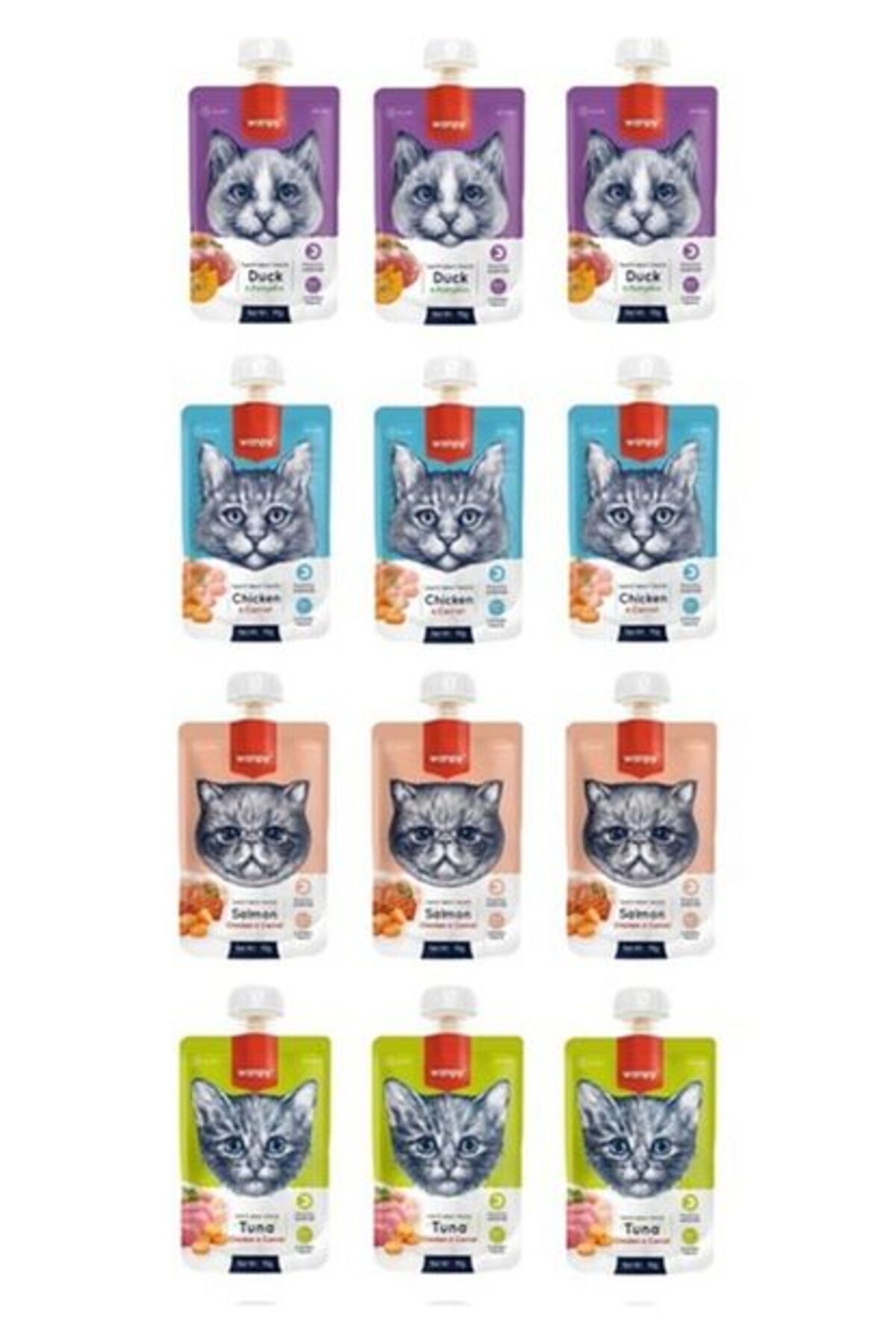 Wanpy 4 Çeşit Karma Kedi Et Ezmesi 90 Gr. X 12 Adet