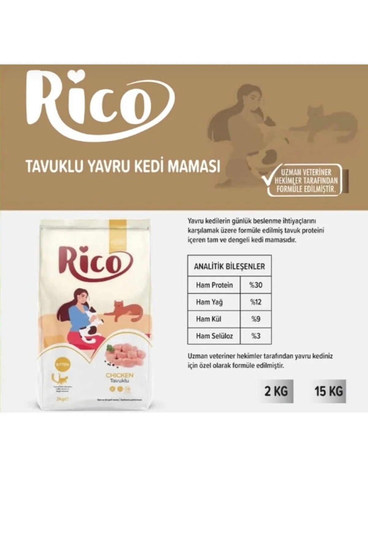 PERİTAS RİCO TAVUKLU YAVRU KEDİ MAMASI 15 KG - Görsel 2