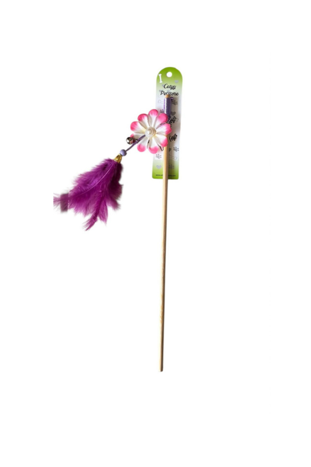 chittoshop Kedi Oyun Oltası – 45 cm | Tüylü & Çiçek Detaylı Eğlenceli Kedi Oyuncağı - Görsel 2