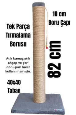 Lena Pet 82cm Büyük Boy Kedi Tırmalama Tahtası Tek Parça 10cm Boru Çapı Antrasit