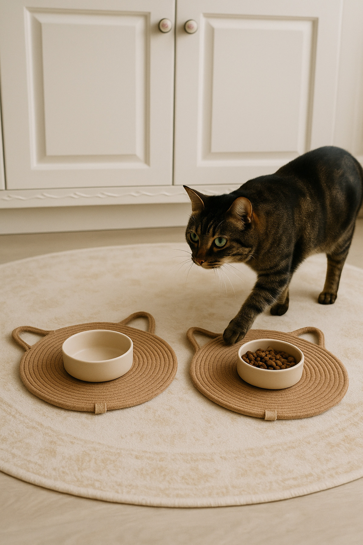 EGE ÖRGÜM Kedi Mama Paspası Kedi Beslenme Paspası 30x30 cm