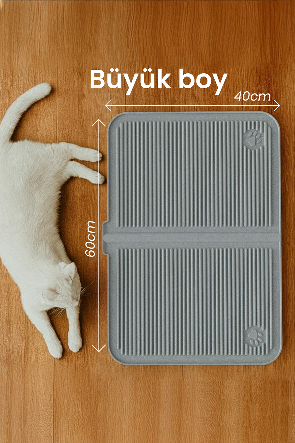 Decorx Silikon Kedi Kumu Paspası Havuzlu Yıkanabilir Kedi Tuvaleti Önü Matı Büyük Boy 40x60 - Görsel 2