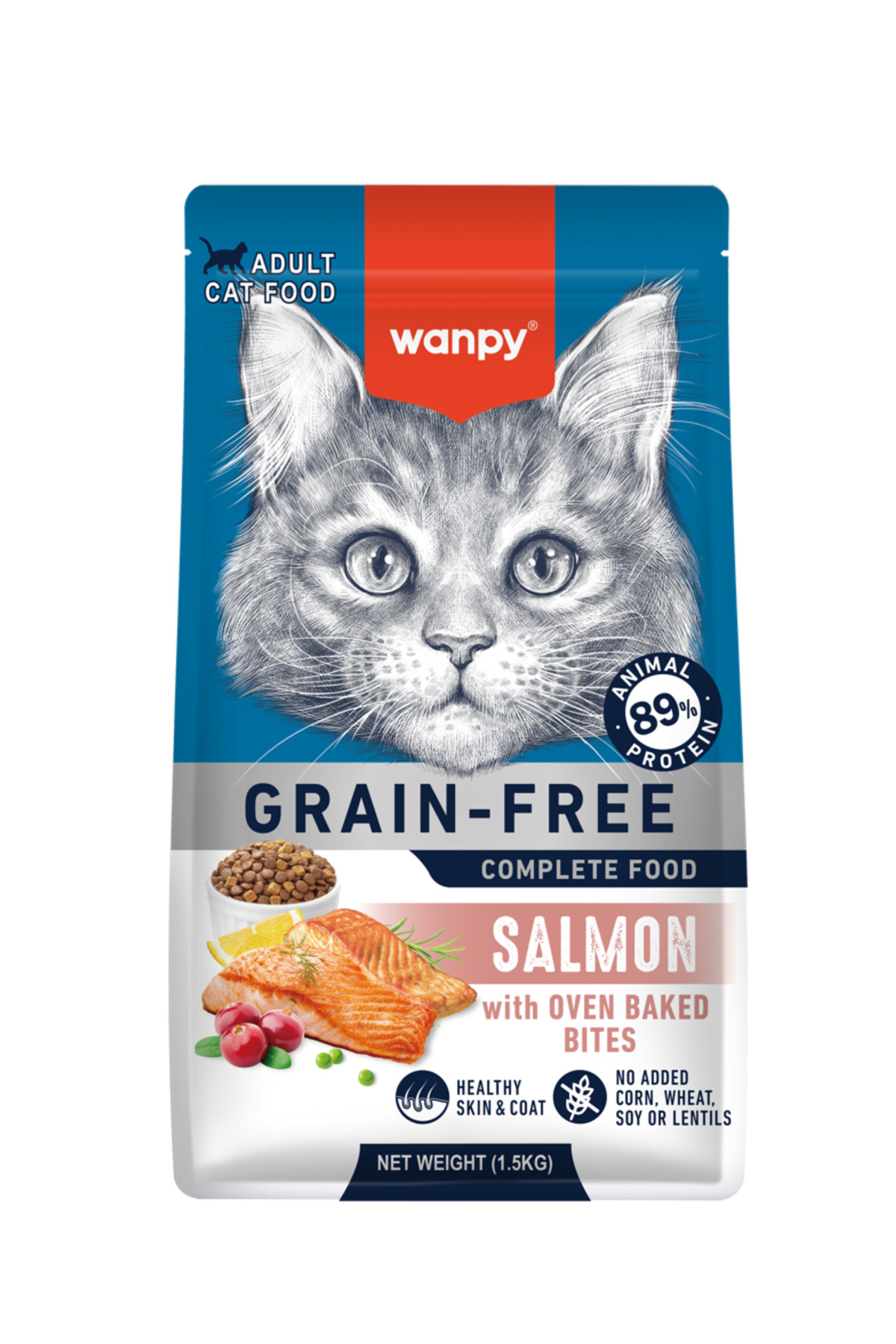 Wanpy Somonlu Tahılsız Yetişkin Kedi Maması 1.5 Kg