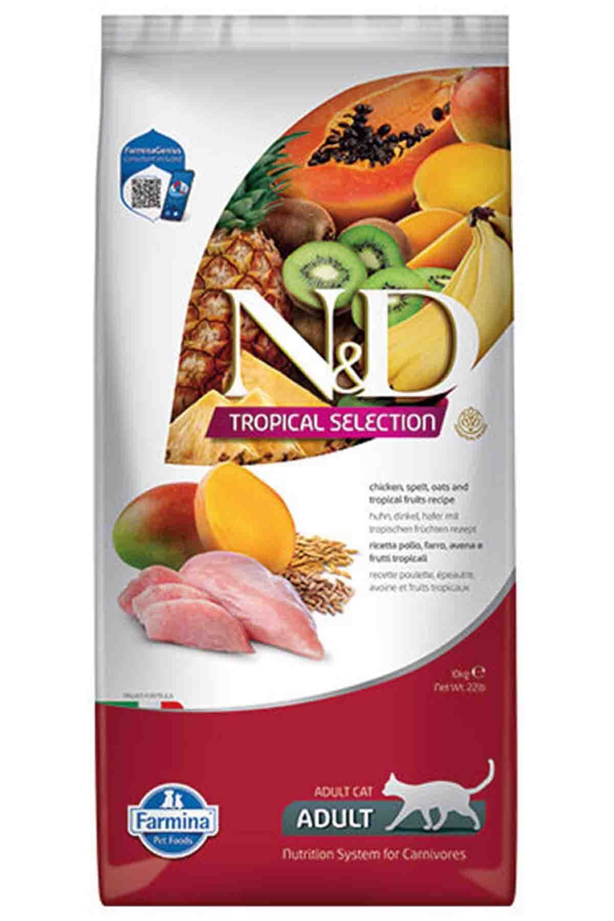 N&D Nd tropical selection adult kedi 10kg tavuk etli tropikal meyveli yetişkin kedi maması