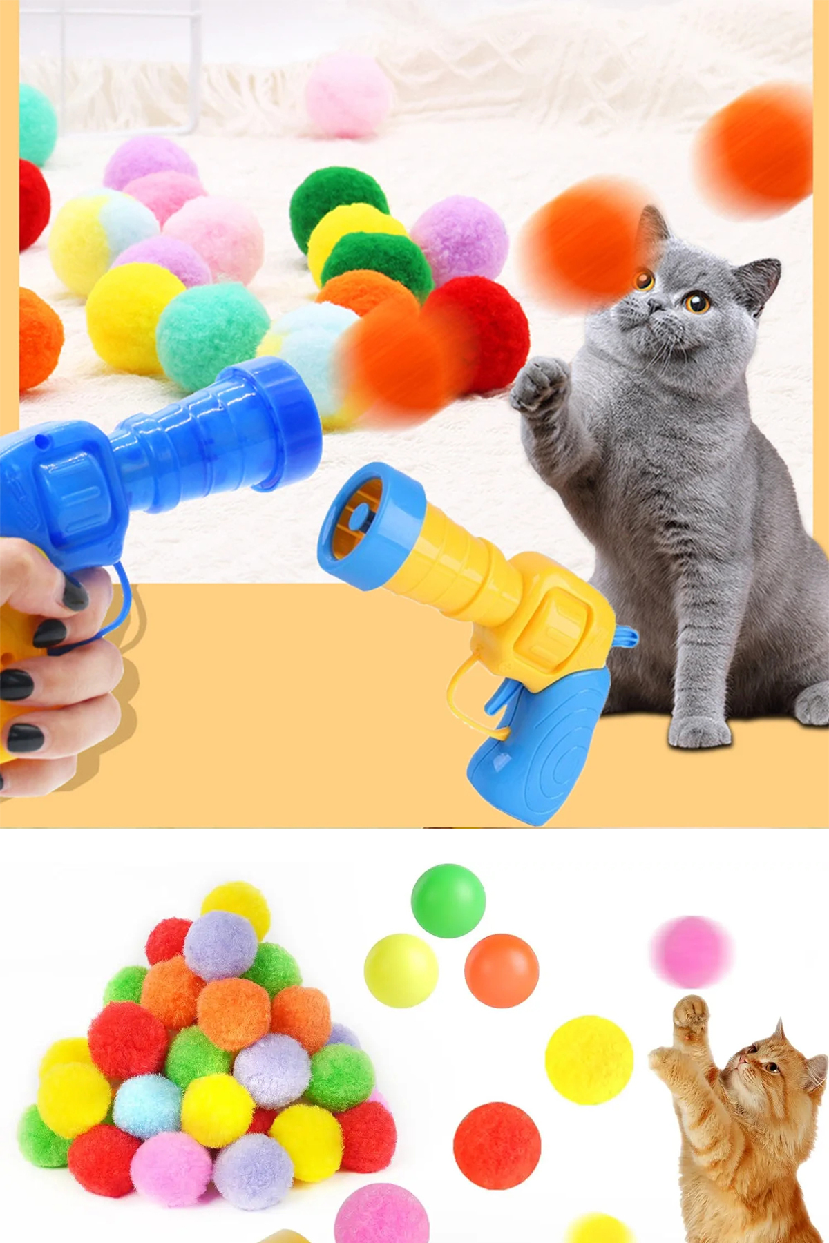 Markafox Peluş Top Atan Kedi Oyuncağı İnteraktif ve Hareketli Kediler İçin Peluş Oyun Aracı Oyuncak