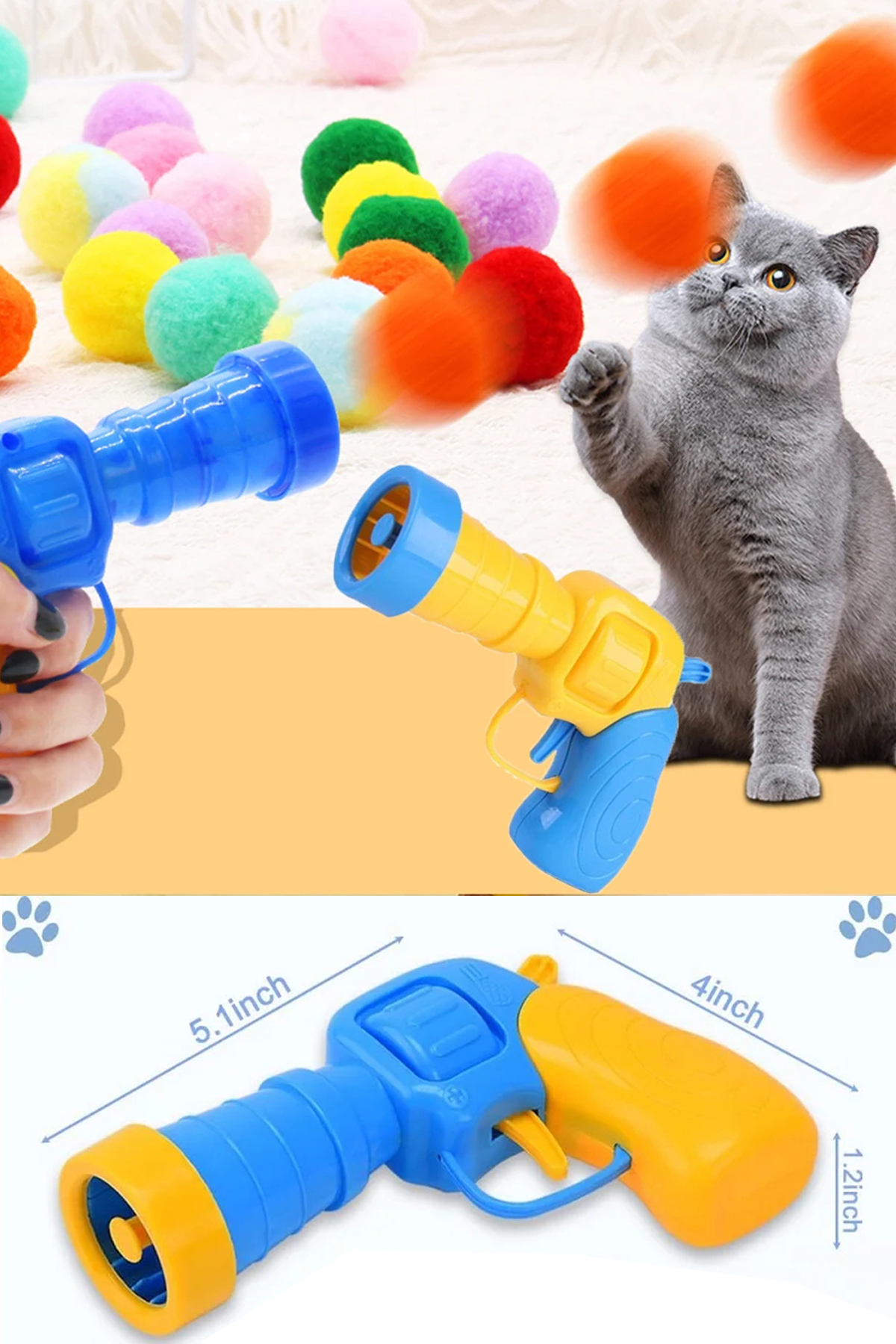 Markafox Peluş Top Atan Kedi Oyuncağı İnteraktif ve Hareketli Kediler İçin Peluş Oyun Aracı Oyuncak - Görsel 3