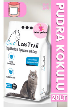 LESS Trail 20 Lt Ince Tane Pudra Kokulu Beyaz Bentonit Kedi Kumu