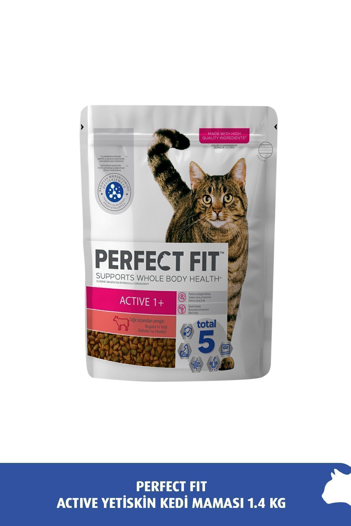 Perfect Fit Active Yetişkin Sığırlı Kedi Kuru Mama 1.4 Kg