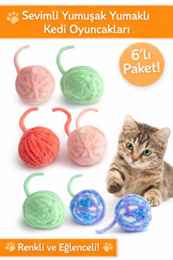Tüylü Tezgah Kedi Oyun Topu 6 Adet Yumak Kedi Oyuncağı Kedi Oyuncakları Yumak Top
