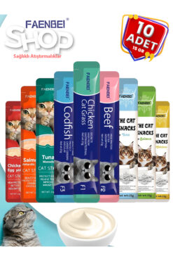 FAENBEI Krema Kedi Ödül Maması 15gr (10 Adet) (Karışık Çeşitli)