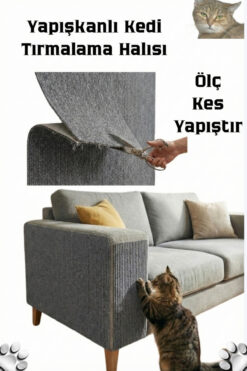Petolojim Yapışkanlı Kedi Tırmalama Halısı (Kesilebilir Mobilya Koruyucu Mat) 100*30 CM