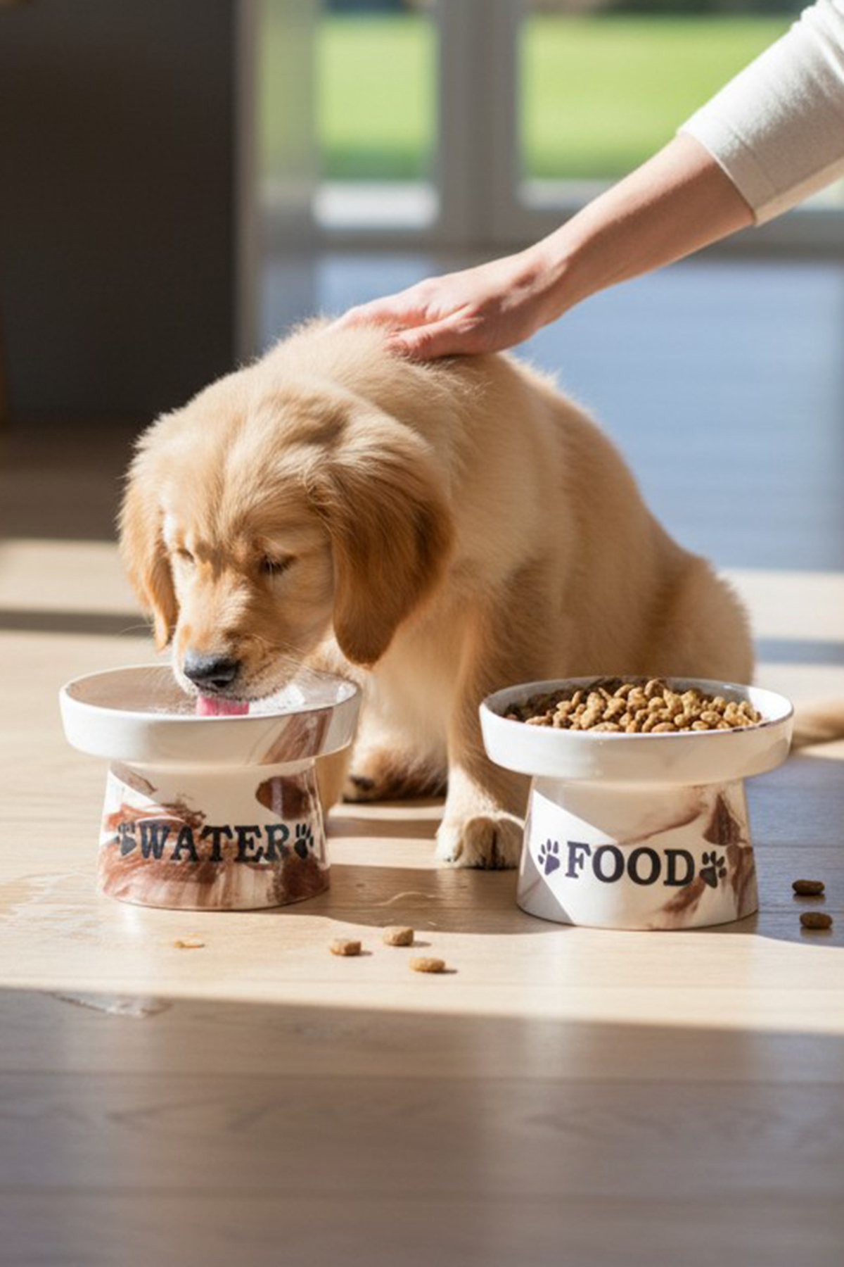 relaxco decoration & pet furniture Seramik Kedi Köpek Mama ve Su Kabı Yükseltilmiş Premium Mama Kabı 2 li Set