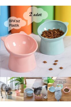 Duffa Plastik 2 Adet Eğimli Mama Ve Su Kabı Boyun Koruyucu Mama Ve Su Kabı Evcil Hayvan Mama Kasesi