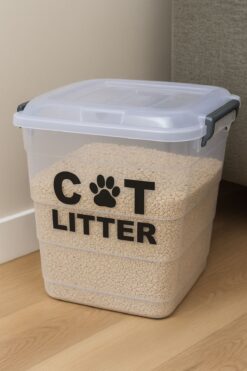 DEEMBRO 10 LT Kapasite Kedi Kumu Saklama Kabı Kutusu Boş Kedi Kumu Saklama Kabı Ölçü: 26 x 24 x 27