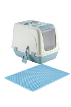 Petozi Kapalı Büyük Boy Kedi Tuvaleti XXL 52x66x46cm Elekli Paspas Hediyeli