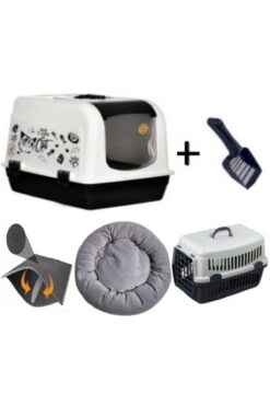 oceanking Maxi Kedi Tuvalet Kabı Üsten Açılır ( Kauçuk Paspas Taşıma Kabı Ve Simit Yatak )