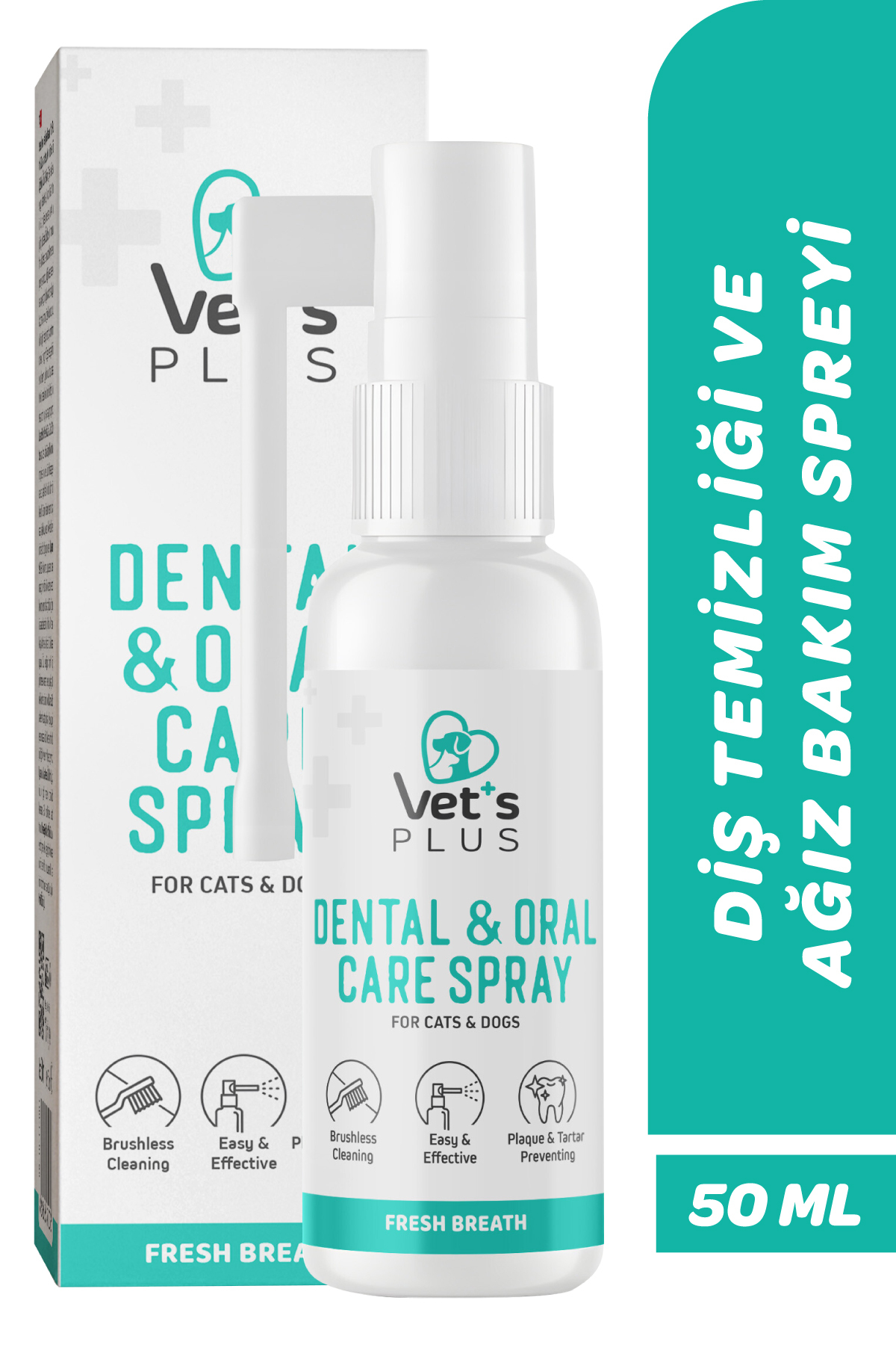 Vet's Plus Diş ve Ağız Bakım Spreyi 50ml (Kedi ve Köpekler için)