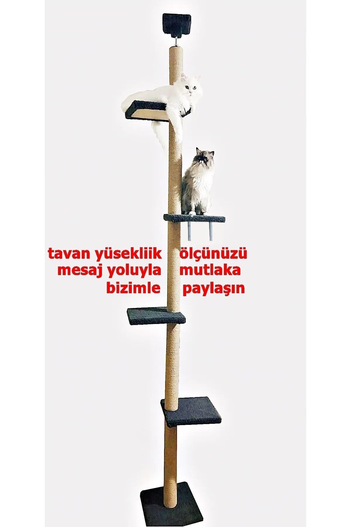 Turkuaz Tırmalama Tr2001 Turkuaz Tırmalama Tavan Boyu Kule Kedi Evi Tırmalama - Görsel 2