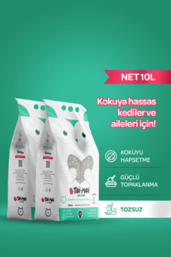 Toi Moi 2'li Avantaj Paketi Kokuya Hassas Topaklanan Tozsuz Kokusuz Bentonit Kedi Kumu 2x5lt