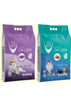 Bentaş Van Cat Ince Tane Topaklanan Kedi Kumu Lavanta 10 Kg + Marsilya 10 Kg