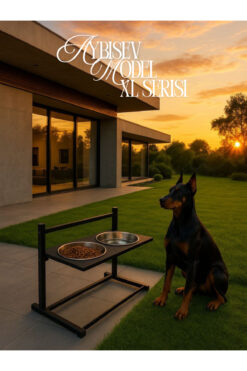 Okay XL Ayarlanabilir Köpek Mama Su Kabı Standı | Büyük Irklar İçin Metal Stand