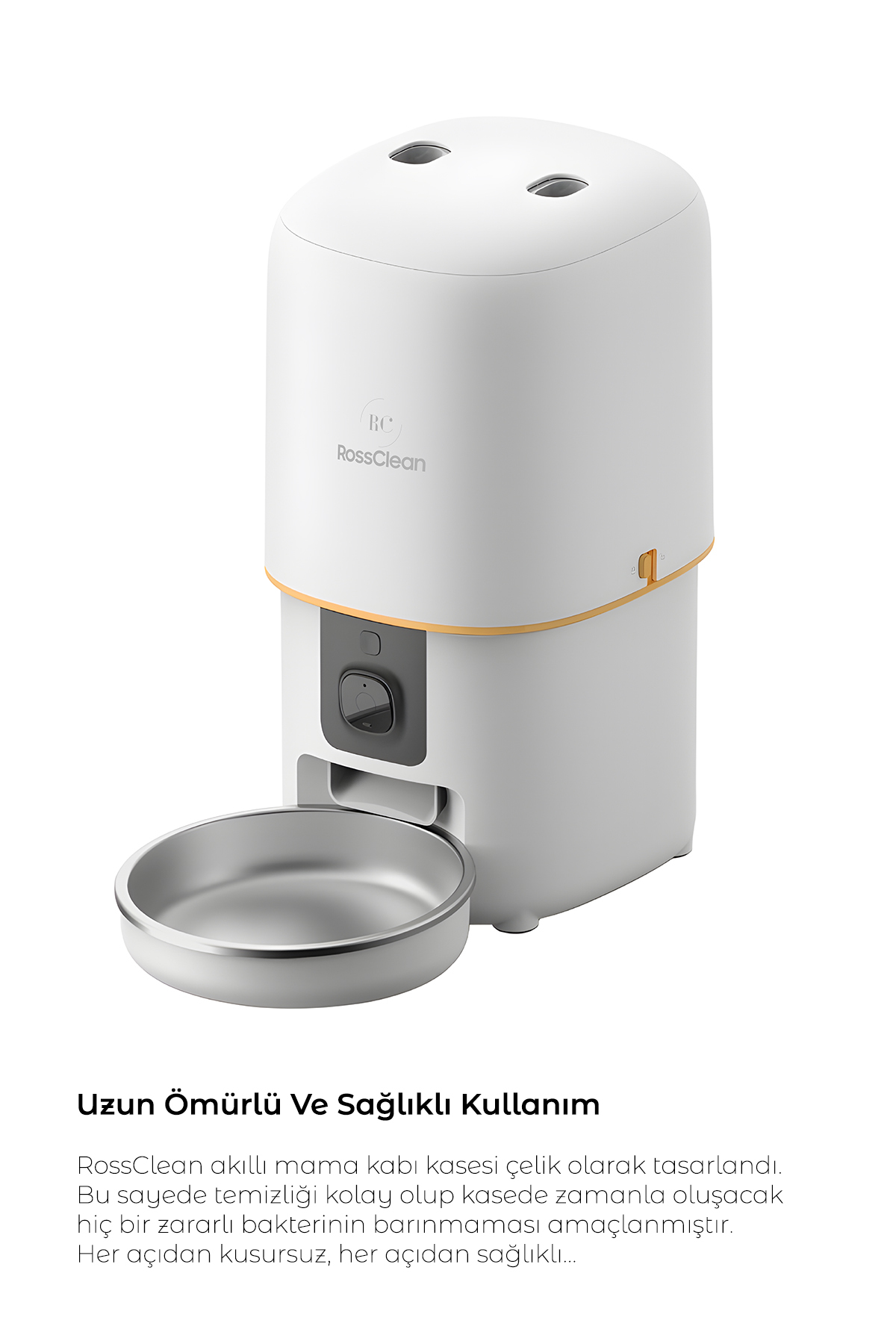 RossClean Pet Feeder 1080P Ayarlanabilir Kameralı - Wifili- Kedi Köpek Akıllı Mama Kabı - Görsel 2