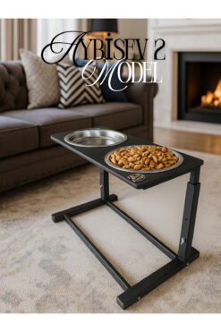 Okay Büyük ve Orta Boy Köpekler İçin Ayarlanabilir 3 Yükseklikli Paslanmaz Çelik Mama ve Su Kabı Standı