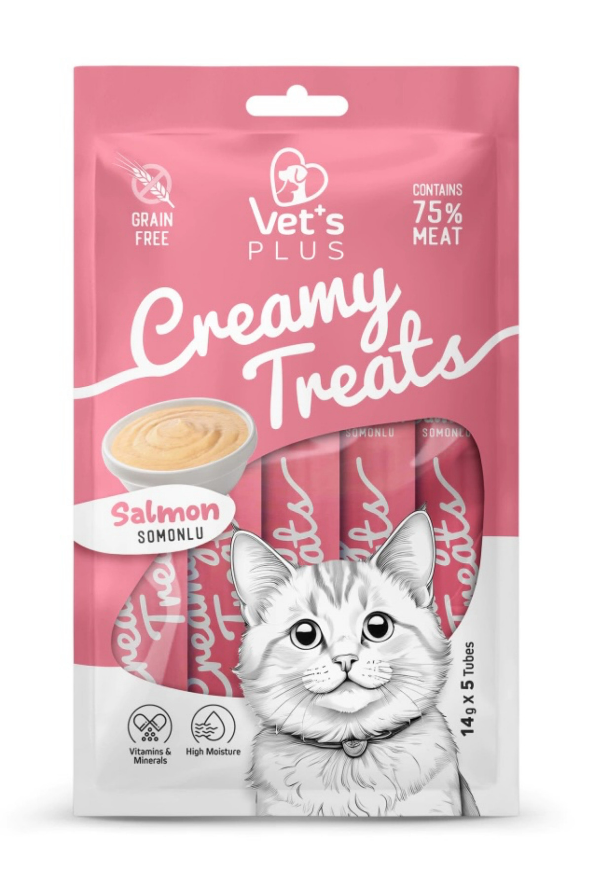 Vet's Plus Somonlu Krema Kedi Ödülü 5x14gr - Görsel 2