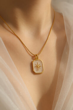 monalisatoka Kadın Kuzey Yıldızı Mineli Gold Kaplama Kutup Yıldızı Kolye