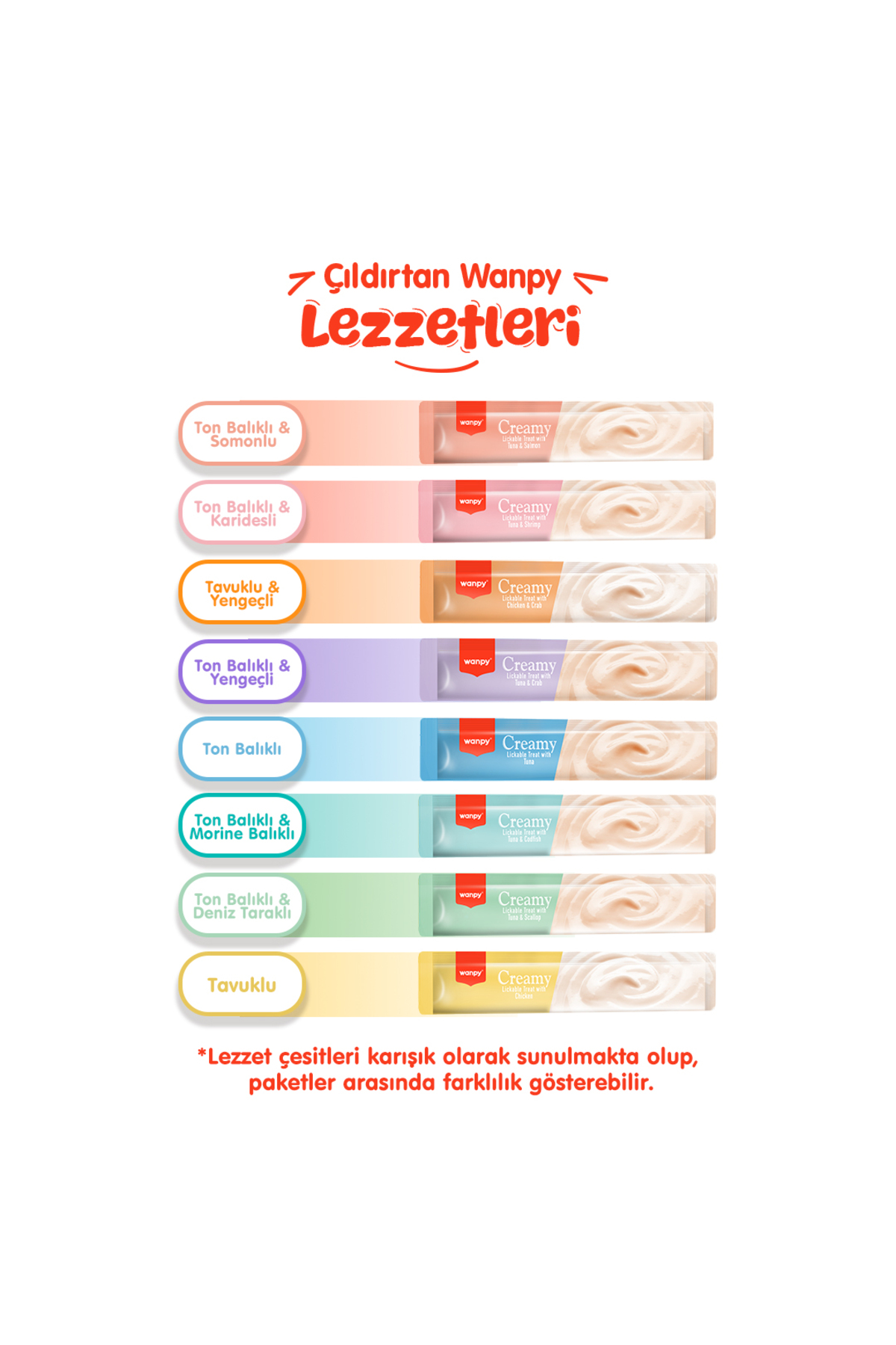 Wanpy Krema Kedi Ödül Maması 14gr (20 Adet) (Karışık Çeşitli) - Görsel 2